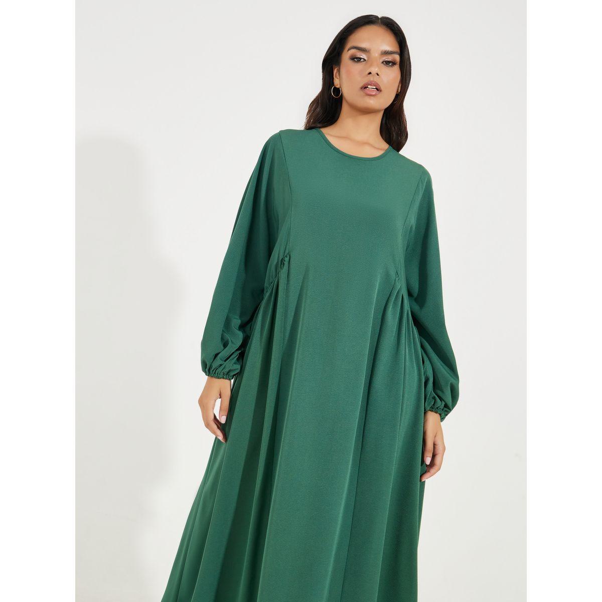 Styli Solid Jalabiya with Balloon Sleeves-women-arabicclothing-jalabiyas-image-2