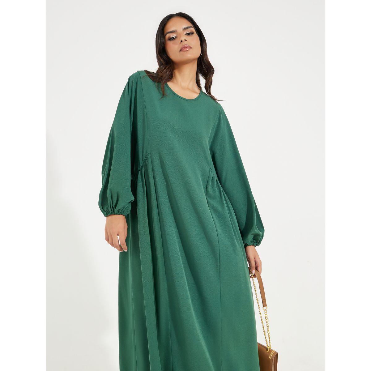 Styli Solid Jalabiya with Balloon Sleeves-women-arabicclothing-jalabiyas-image-5