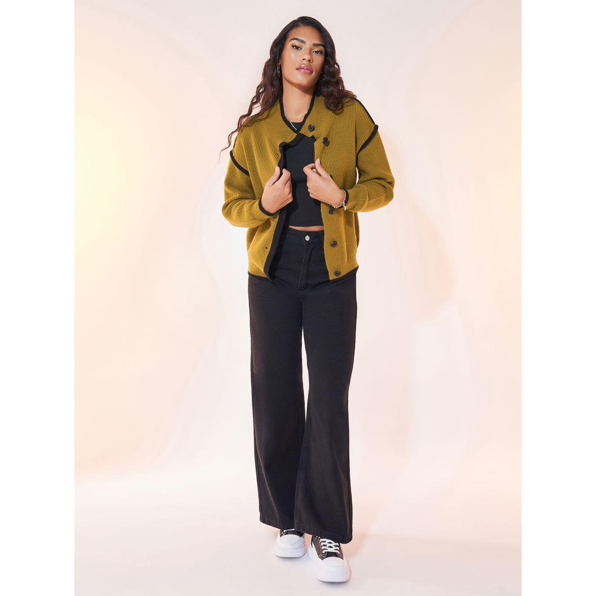 Styli Contrast Trim Button Front Cardigan-women-winterwear-cardigansandjumpers-cardigans-image-2