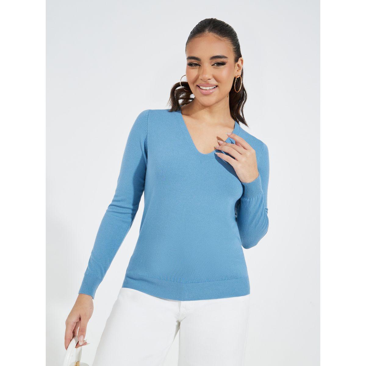 Styli Solid V Neck Knit Sweater-women-clothing-cardigansandjumpers-jumpers-image-1