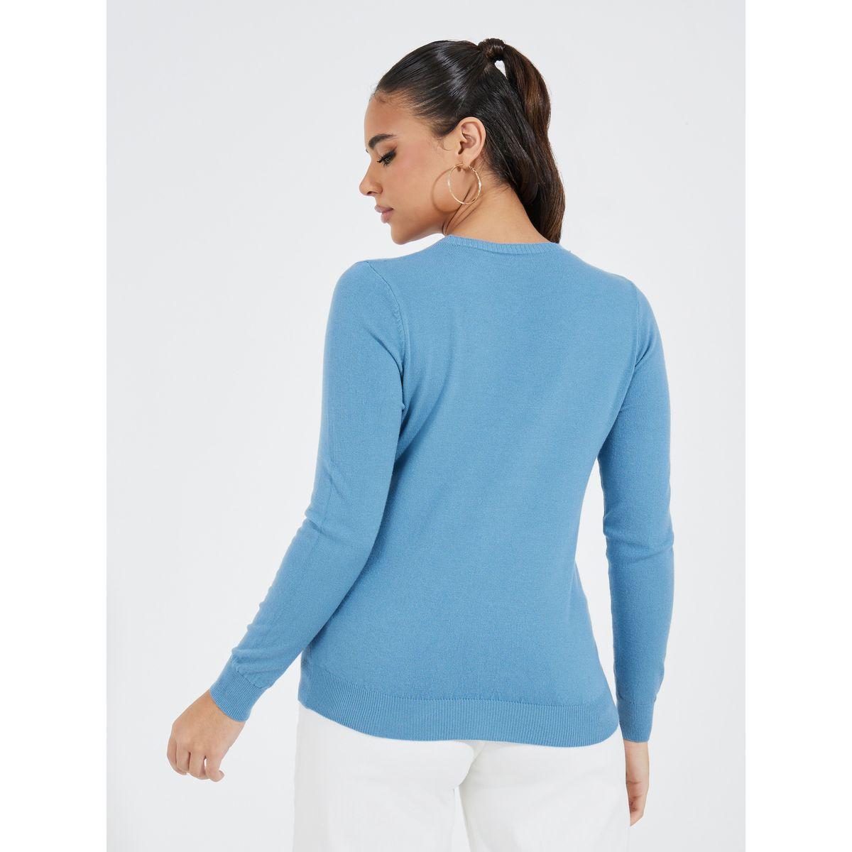 Styli Solid V Neck Knit Sweater-women-clothing-cardigansandjumpers-jumpers-image-4