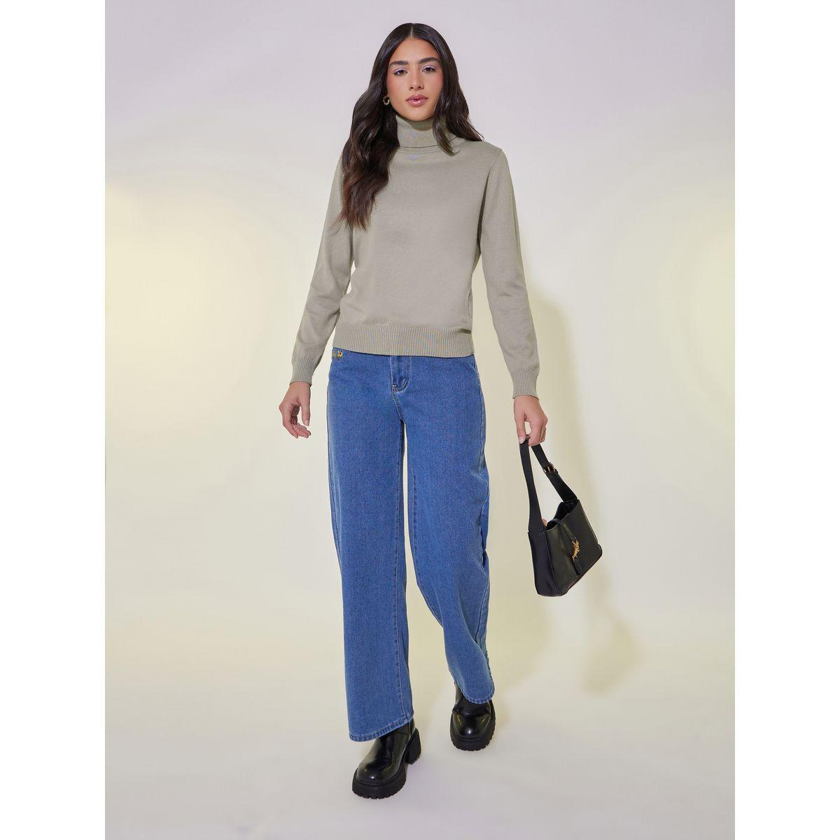 سويتر سادة بياقة عالية وأكمام طويلة-women-winterwear-cardigansandjumpers-cardigans-image-2
