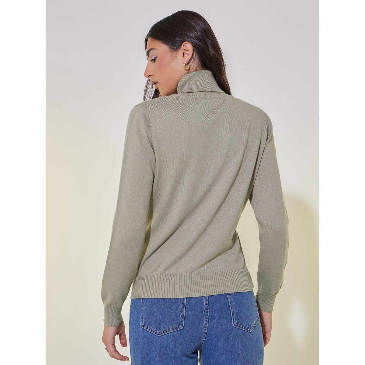 Styli Solid Turtle Neck Long Sleeves Sweater-women-winterwear-cardigansandjumpers-cardigans-image-4