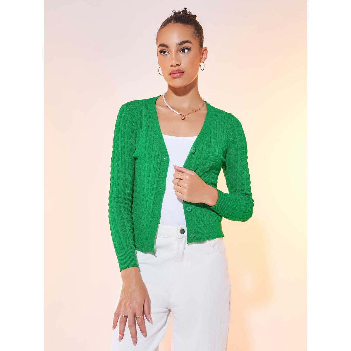 كارديجان سادة محبوك بأكمام طويلة-women-winterwear-cardigansandjumpers-cardigans-image-2