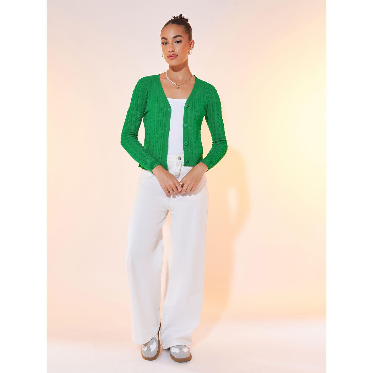 Styli Solid Long Sleeve Knitted Cardigan-women-winterwear-cardigansandjumpers-cardigans-image-3