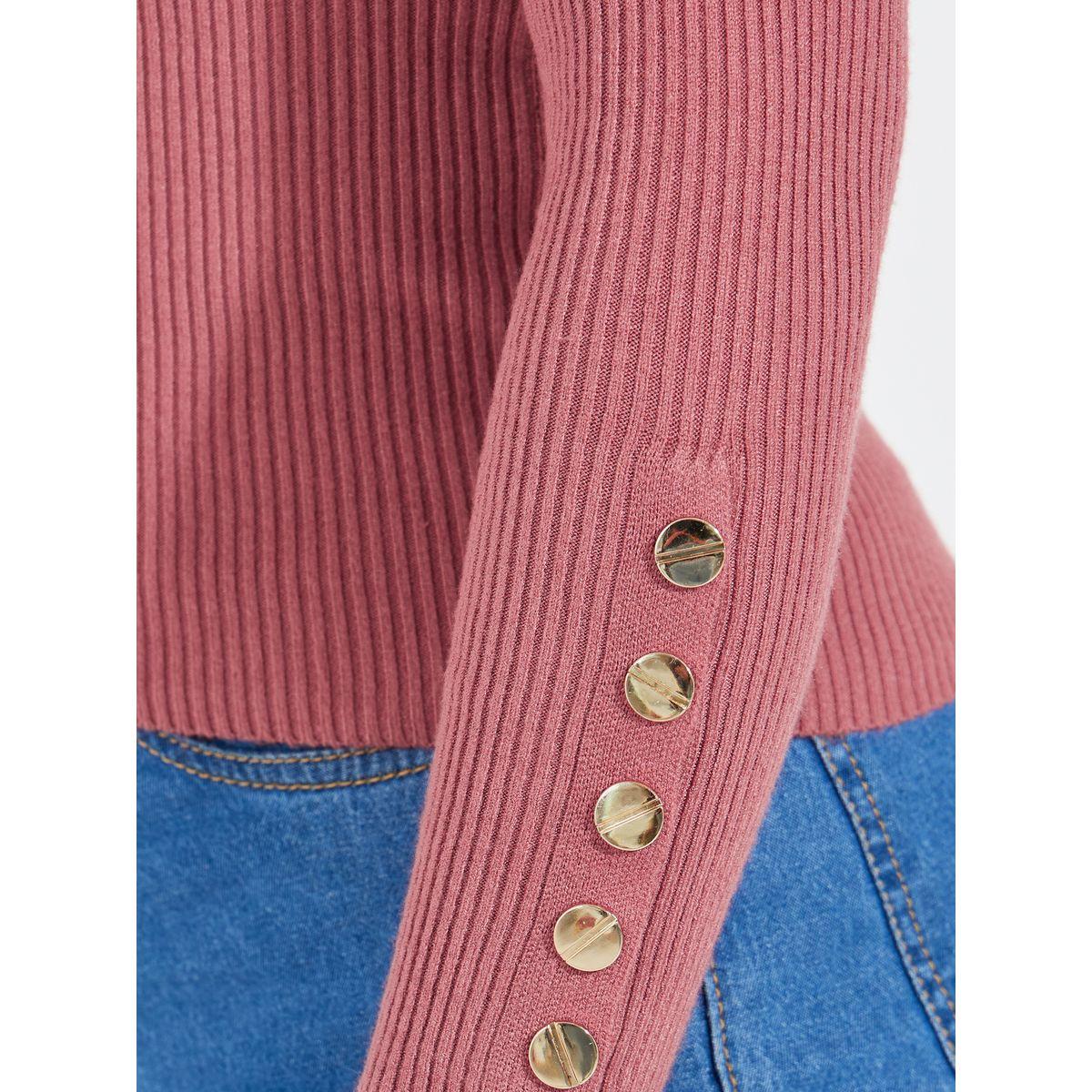 سويتر مضلع بياقة عالية مع أزرار-women-clothing-cardigansandjumpers-jumpers-image-3