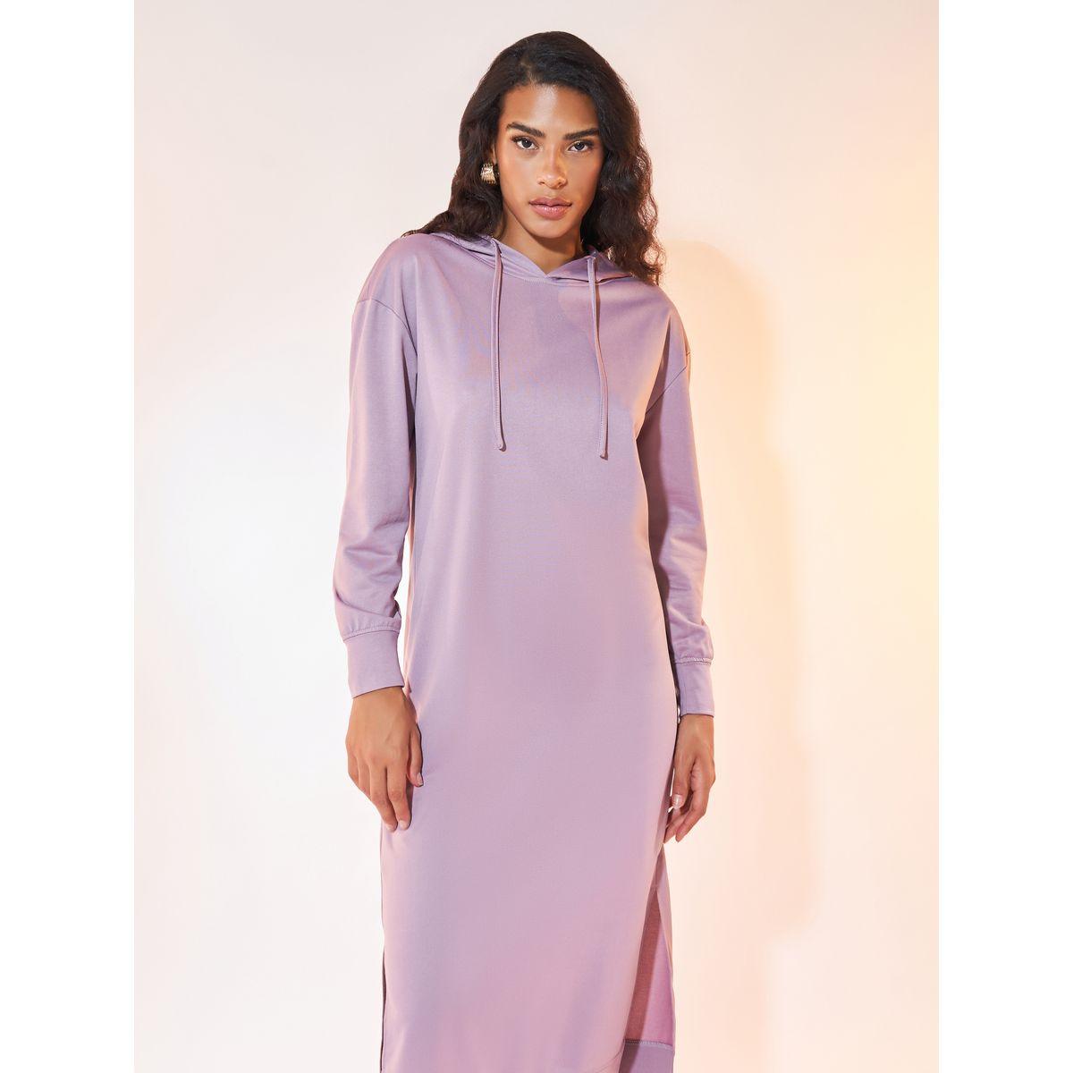 فستان ميدي سادة بياقة هودي وأكمام طويلة-women-clothing-dresses-image-4