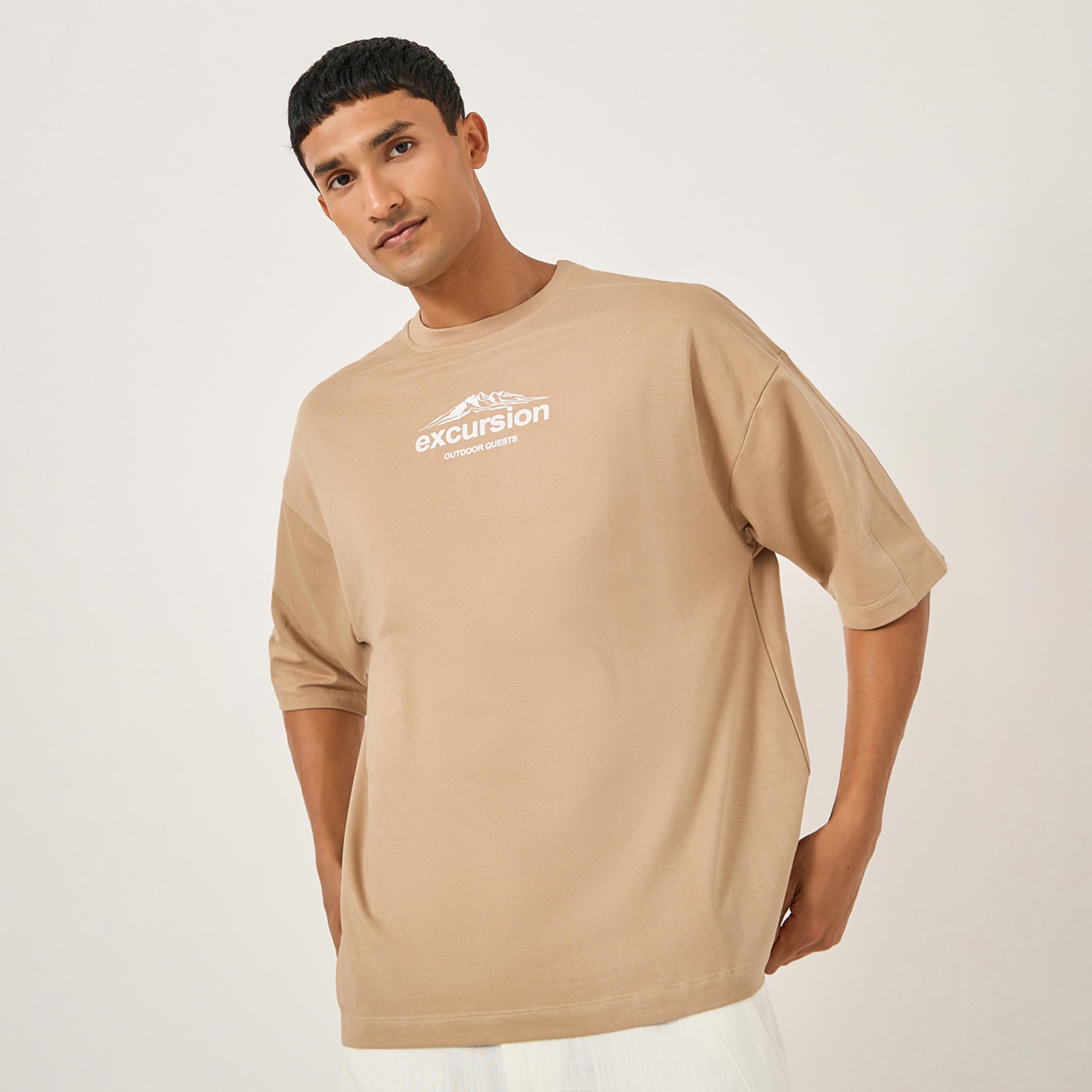 Styli Graphic Print Cut and Sew Terry Boxy T-Shirt-men-clothing-tshirtsandpolos-tshirts-image-1