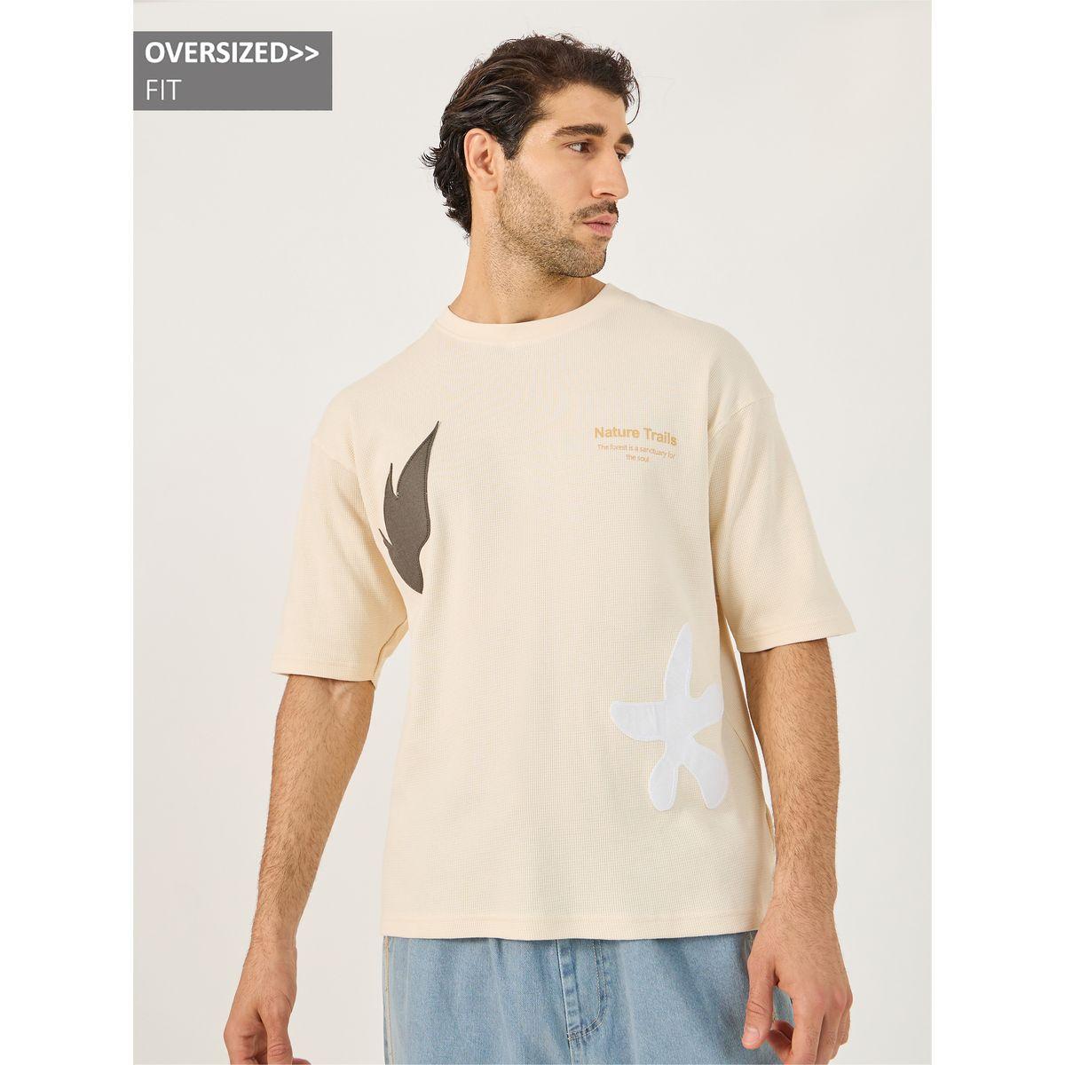 تيشيرت فضفاض محبوك بنمط وافل-men-clothing-tshirtsandpolos-tshirts-image-1
