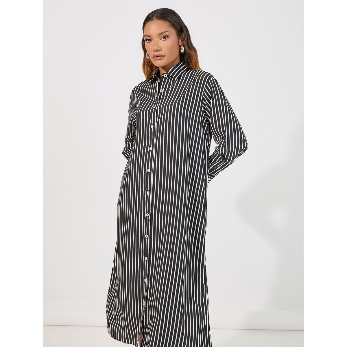 فستان ميدي مخطط بأزرار غلق-women-clothing-dresses-image-4