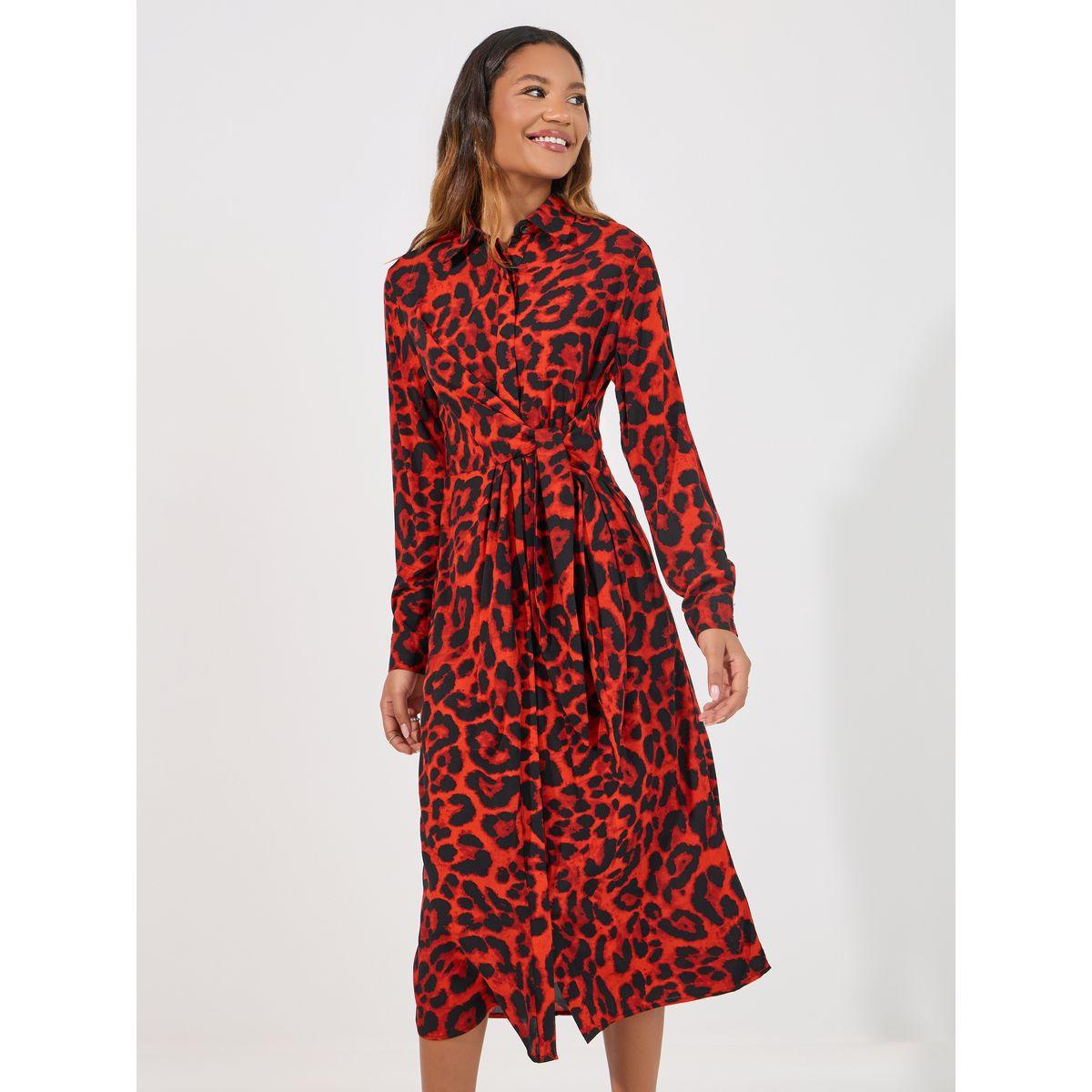 فستان ميدي بطبعة حيوان مع رباط خصر-women-clothing-dresses-image-5