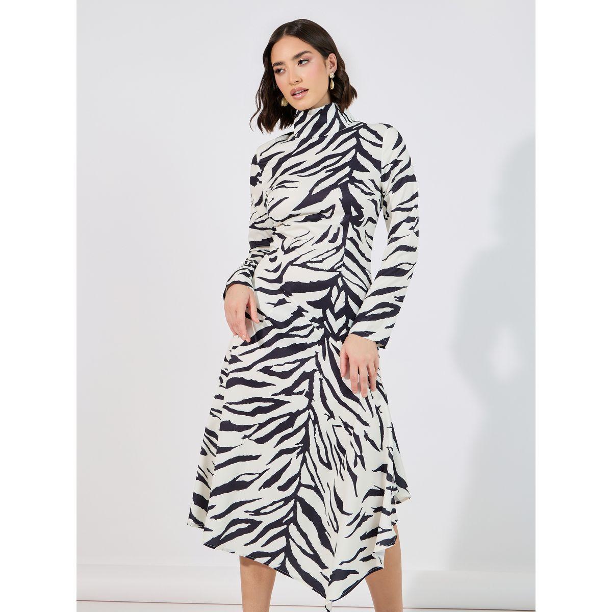 Styli Animal Print Asymmetric Hem A-Line Midi Dress-women-clothing-dresses-image-5
