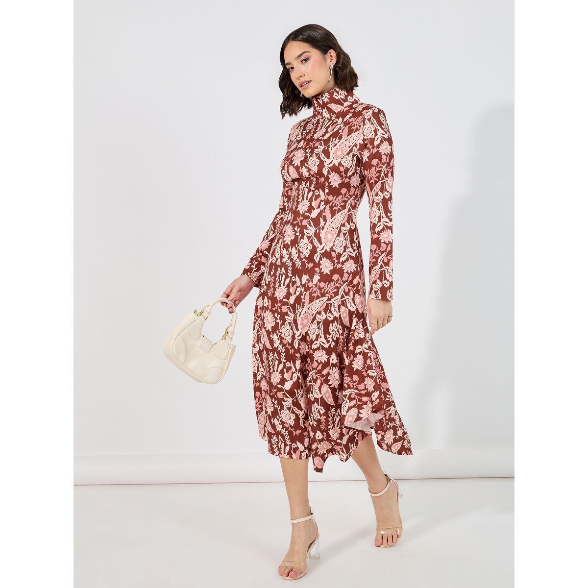 Styli Floral Print Asymmetric Hem A-Line Midi Dress-women-clothing-dresses-image-1