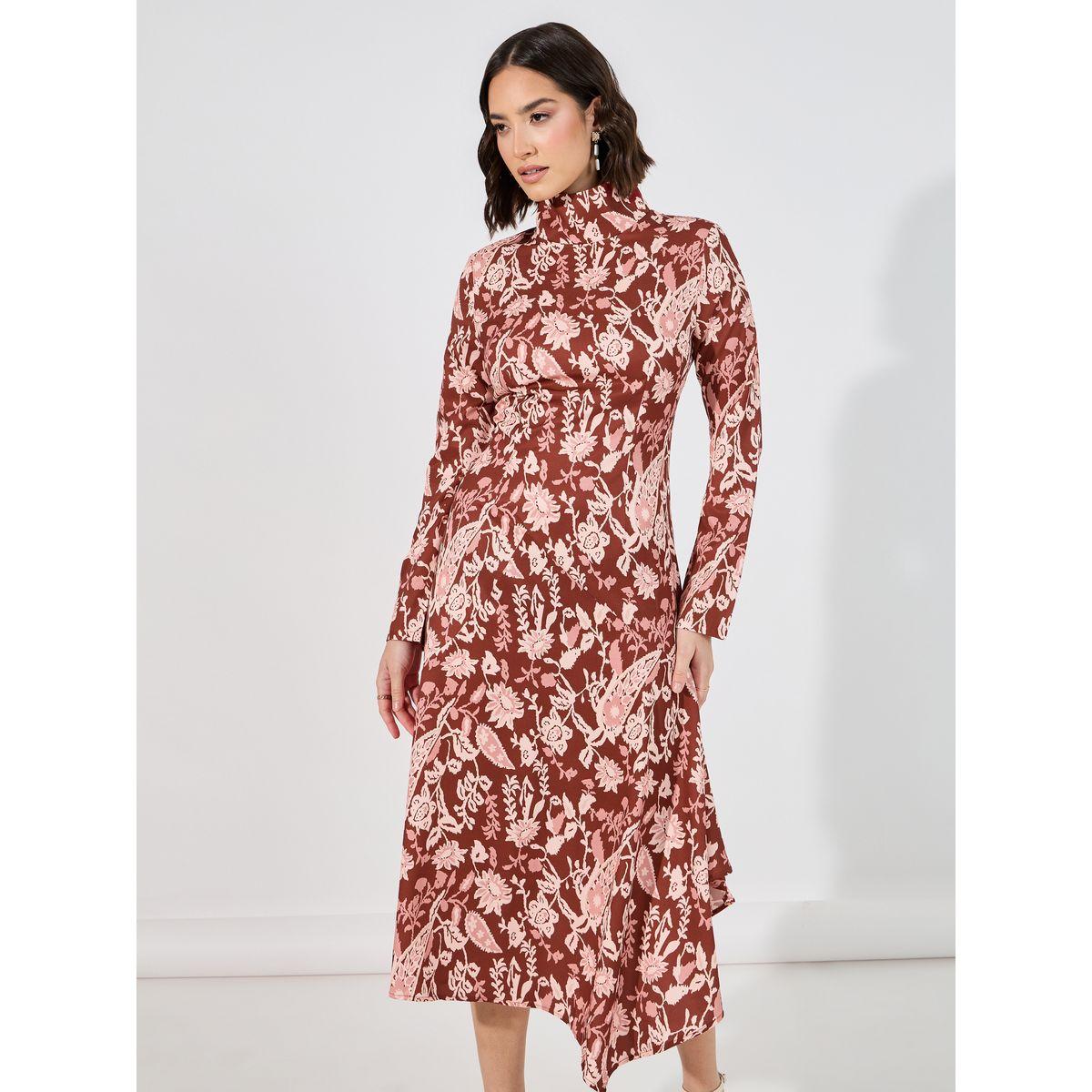 Styli Floral Print Asymmetric Hem A-Line Midi Dress-women-clothing-dresses-image-5