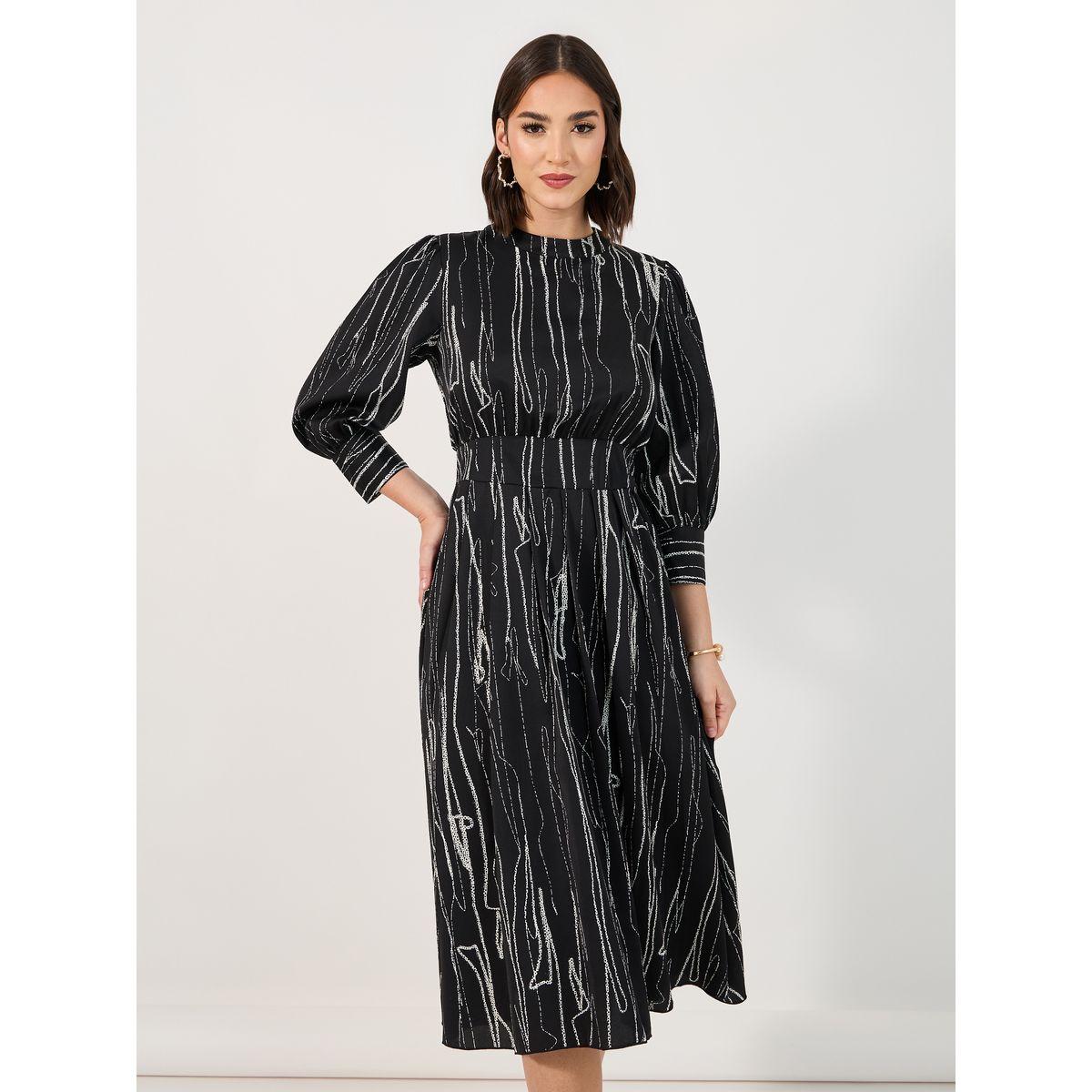 فستان ميدي مطبع بالكامل مع أكمام 3/4-women-clothing-dresses-image-2