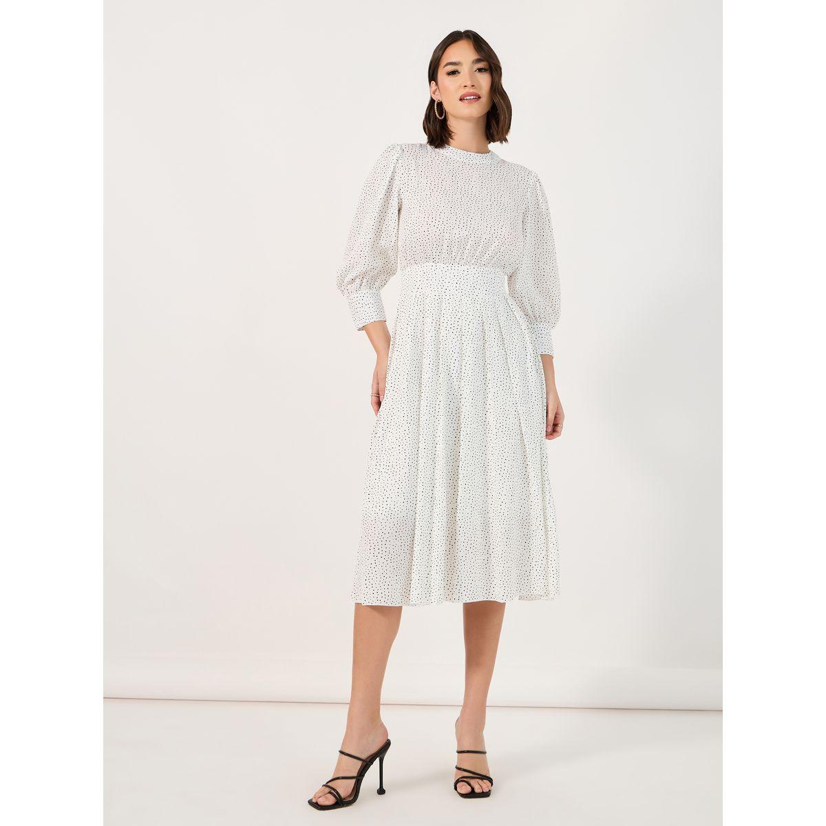 Styli Ditsy Print 3/4th Sleeves A-Line Midi Dress-women-clothing-dresses-image-1