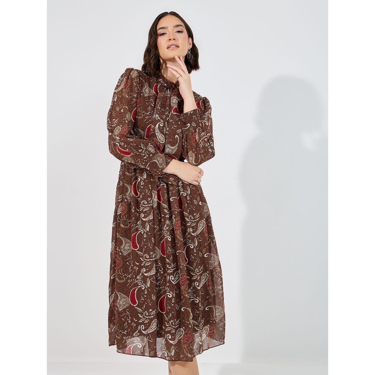 Styli Paisley Print Tie Up Neck A-Line Midi Dress-women-clothing-dresses-image-5