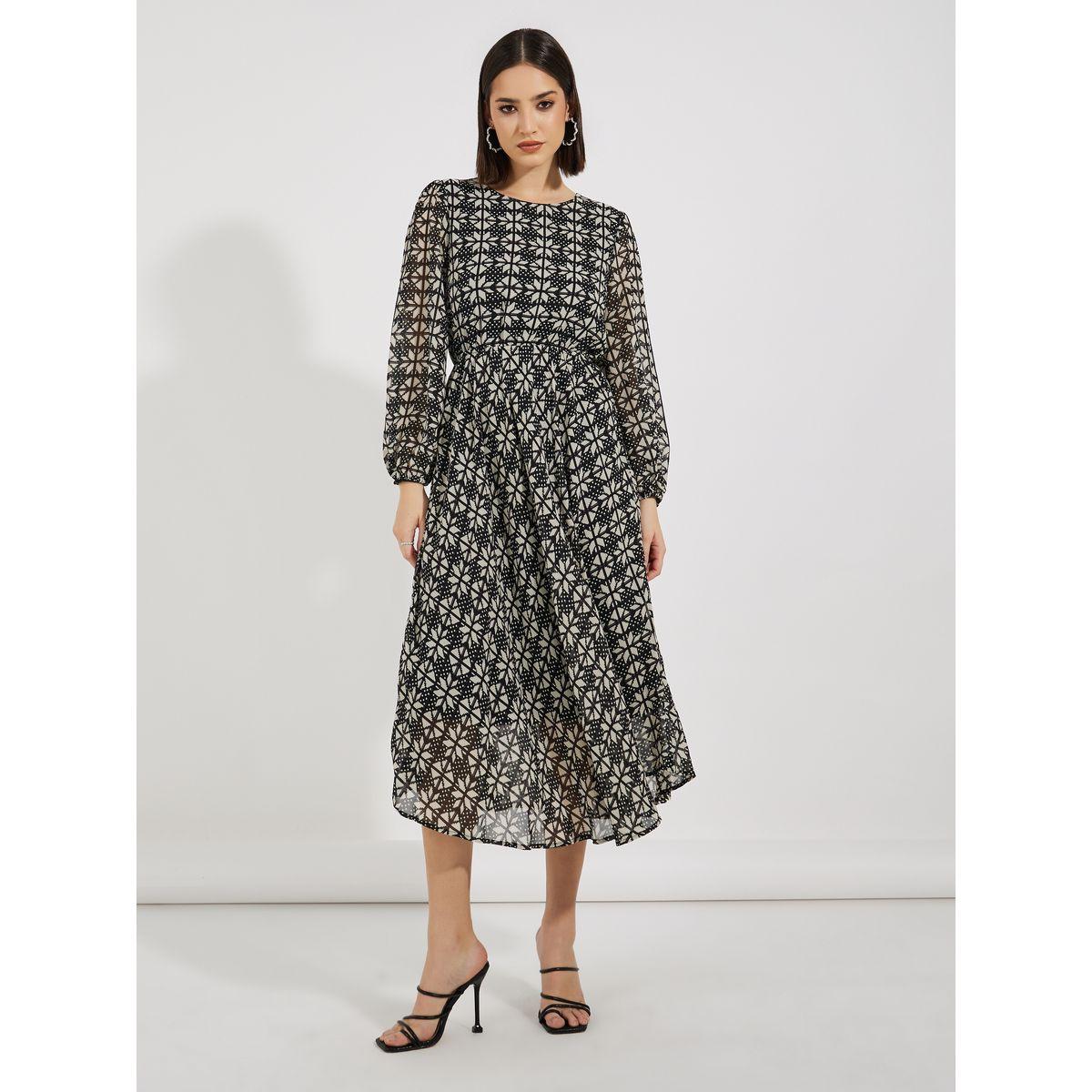 Styli Abstract Print A-Line Midi Dress-women-clothing-dresses-image-1
