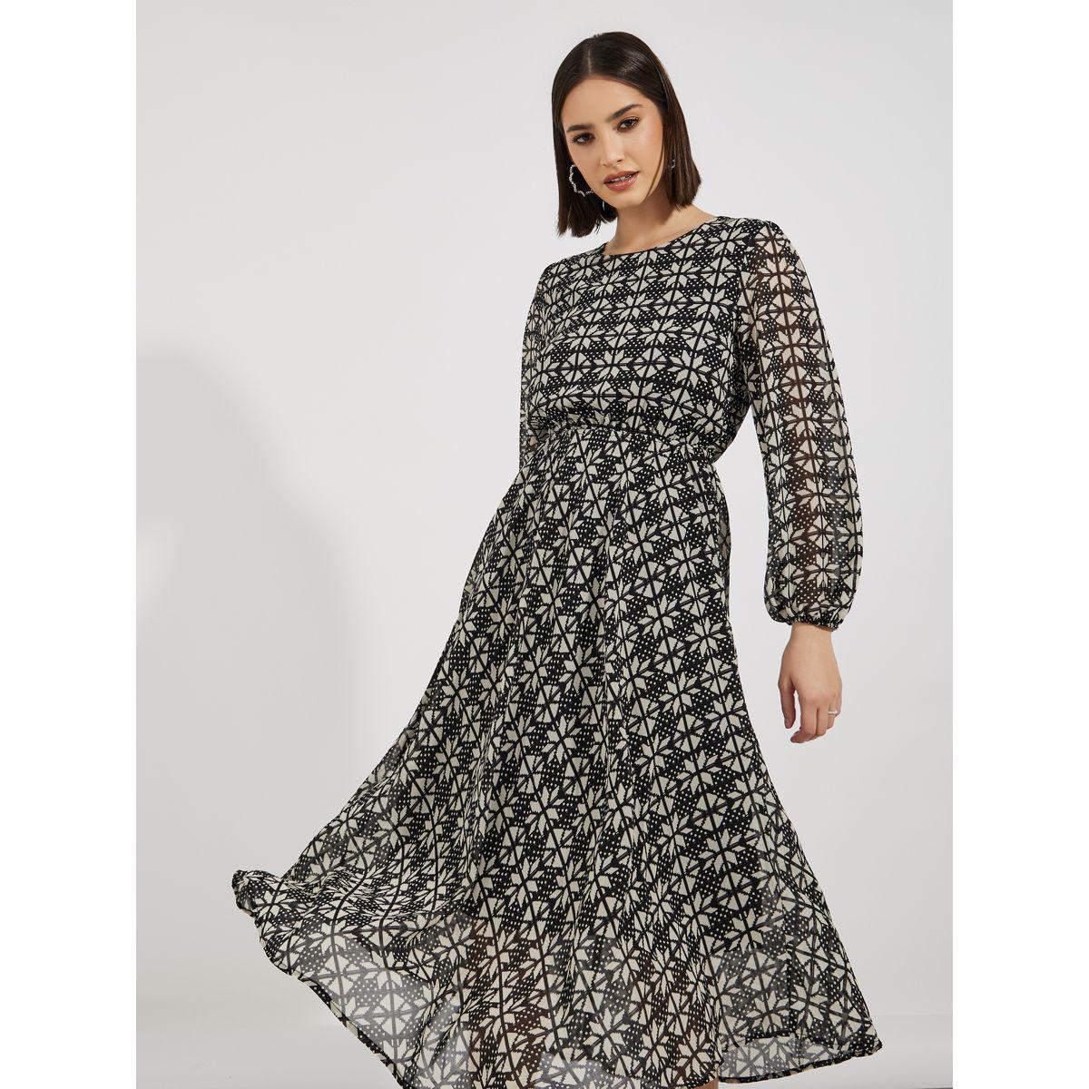 فستان ميدي مطبع بطبعة مجردة-women-clothing-dresses-image-2