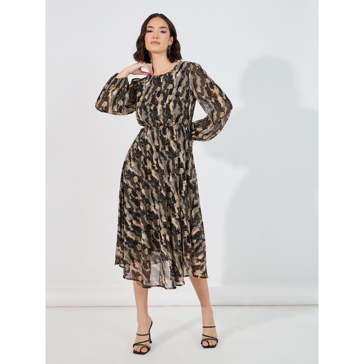 Styli Animal Print A-Line Midi Dress-women-clothing-dresses-image-1