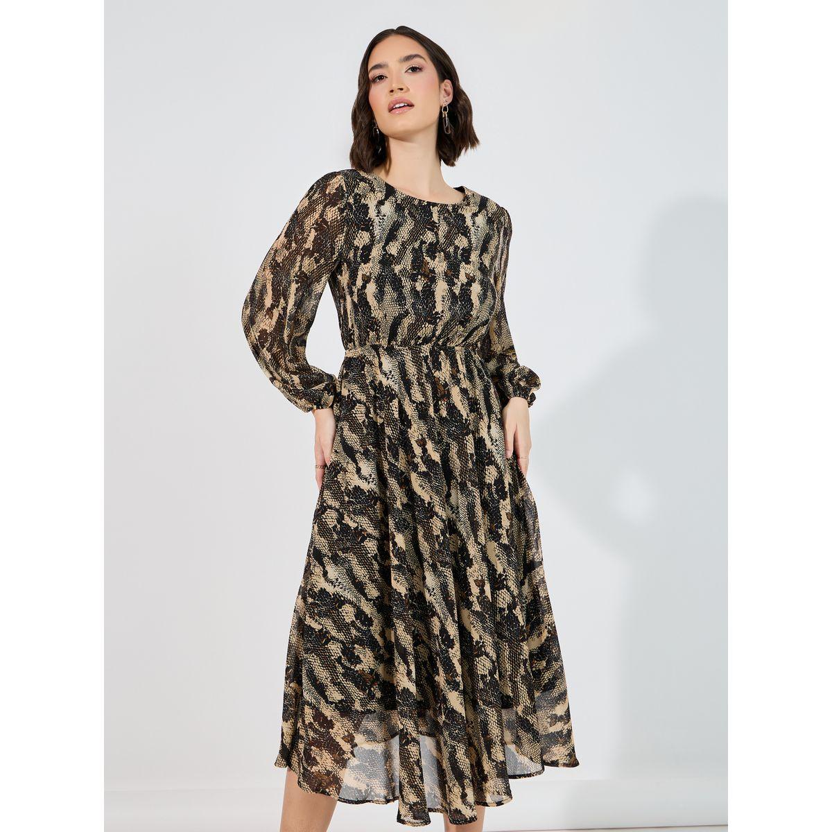 Styli Animal Print A-Line Midi Dress-women-clothing-dresses-image-2