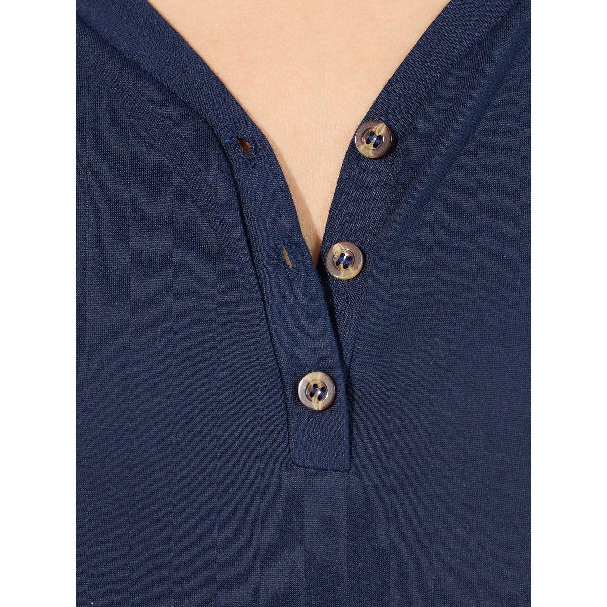 Styli Unwind Long Sleeves Placket T-Shirt & Check Piped Pyjama Set-women-clothing-nightwear-pyjamas-longsets-image-3
