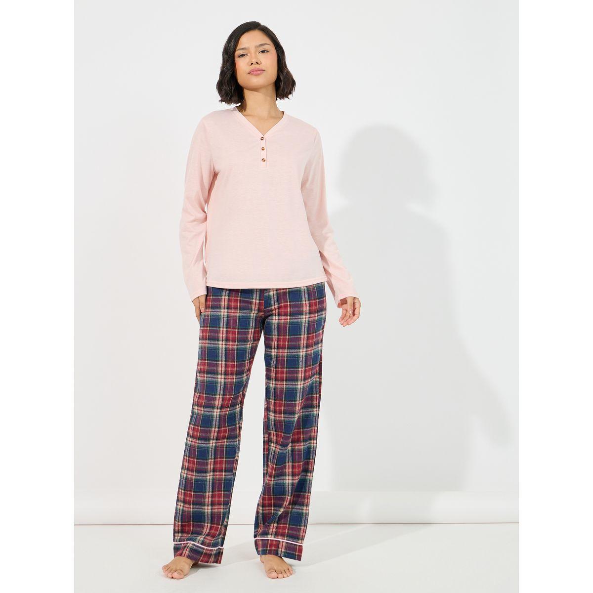 طقم من بنطال بيجاما وتيشيرت بأكمام طويلة-women-clothing-nightwear-pyjamas-longsets-image-2