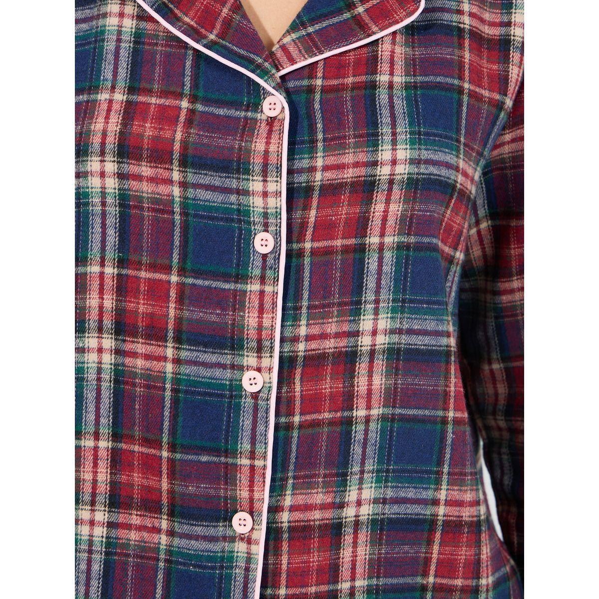طقم من بنطال بيجاما وبلوزة بطبعة مربعات-women-clothing-nightwear-pyjamas-longsets-image-3