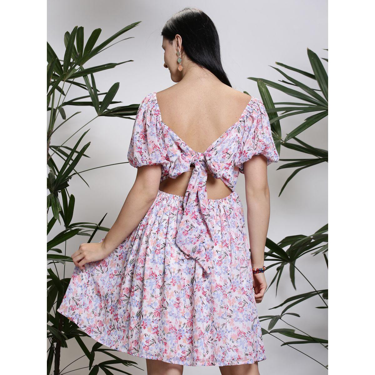 Sera X Styli  Floral Print Tie-Up Back Knee Length Dress-women-clothing-dresses-image-3