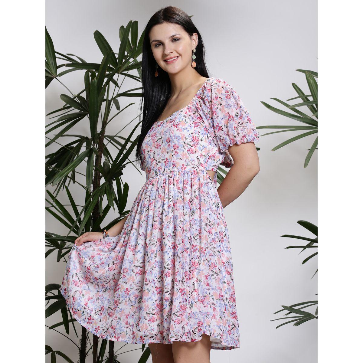 فستان بطول الركبة مطبعة بزهور مع أربطة سيرا × ستايلي-women-clothing-dresses-image-6