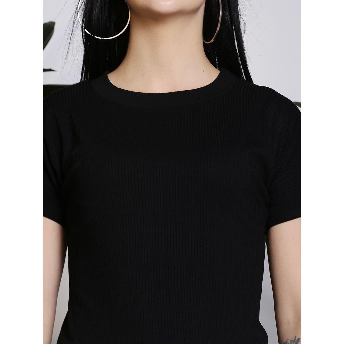 بلوزة مضلعة بقصة سليم فت وياقة دائرية سيرا × ستايلي-women-clothing-shirtsandblouses-blouses-image-4