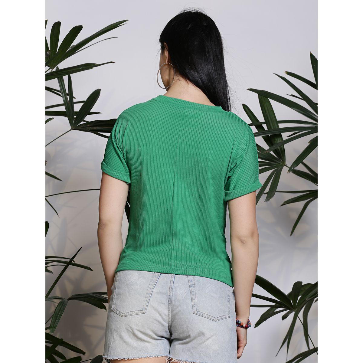 بلوزة مضلعة بقصة سليم فت وياقة دائرية سيرا × ستايلي-women-clothing-shirtsandblouses-blouses-image-3