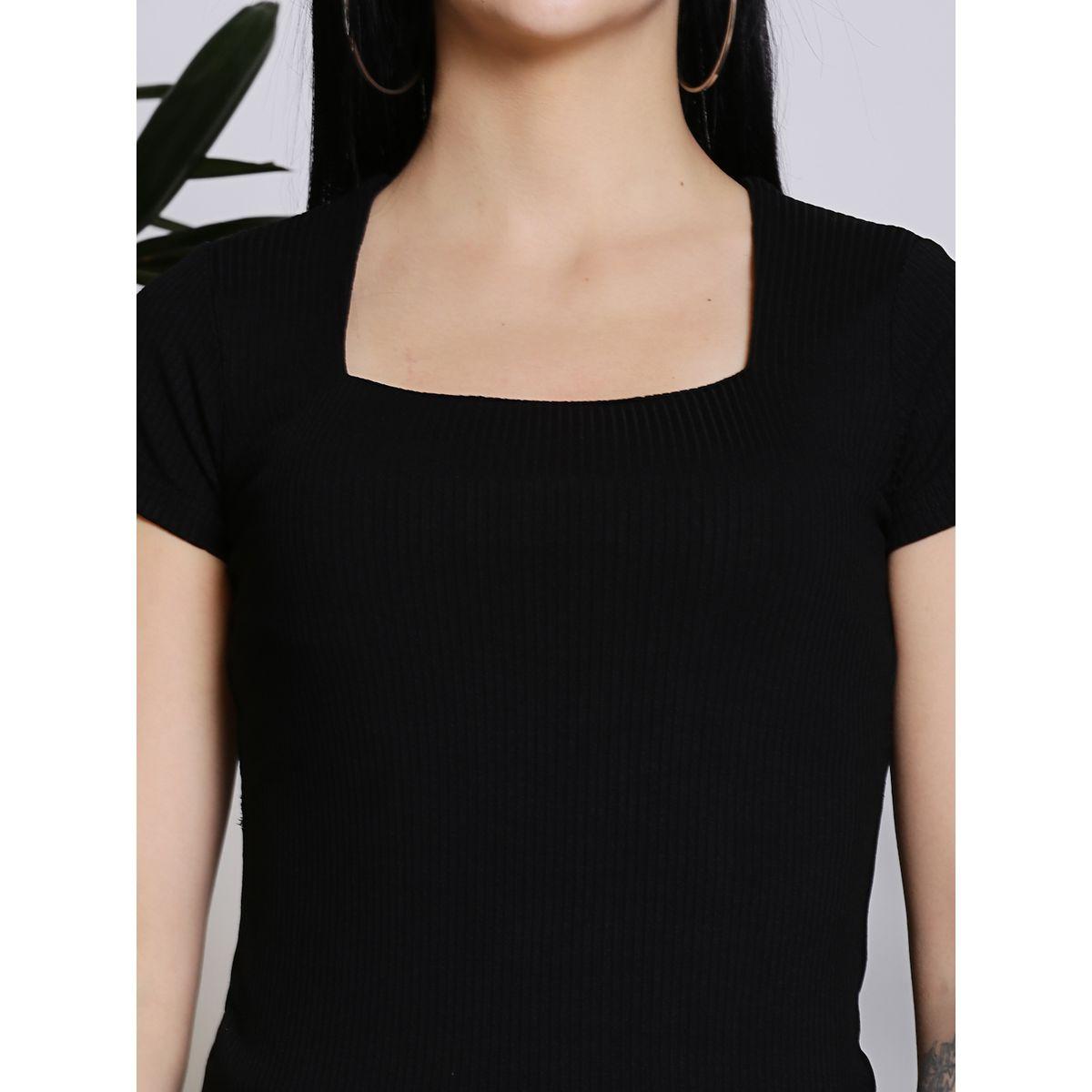 بلوزة مضلعة بقصة سليم فت وياقة دائرية سيرا × ستايلي-women-clothing-shirtsandblouses-blouses-image-4