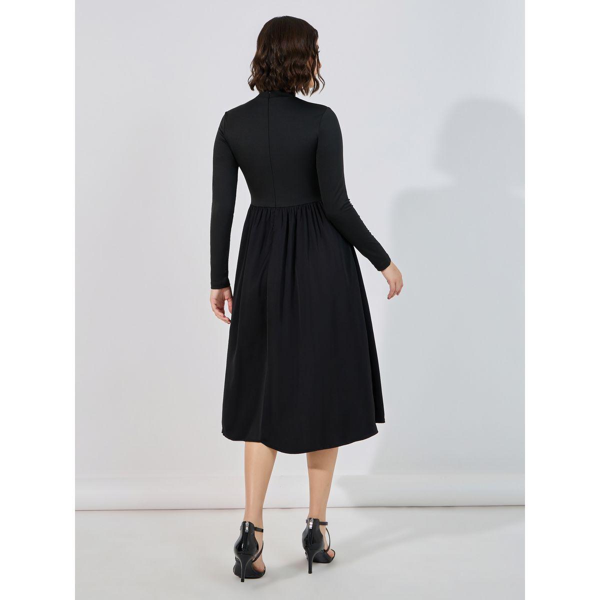 Styli Flared High Neck A-Line Midi Dress-women-clothing-dresses-image-6
