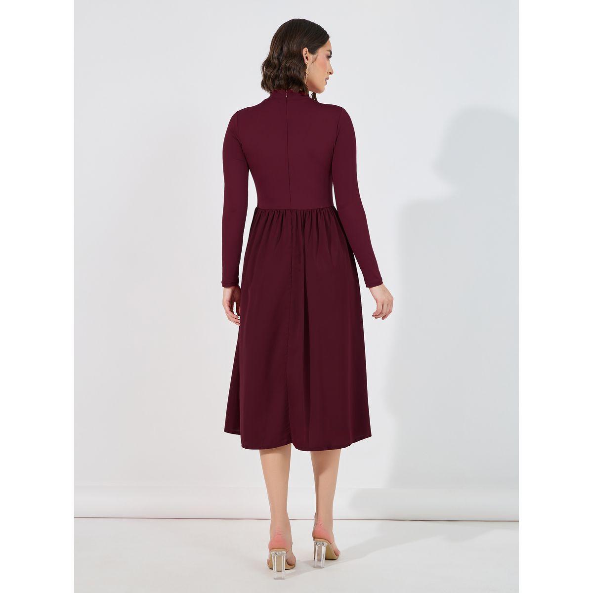 Styli Flared High Neck A-Line Midi Dress-women-clothing-dresses-image-6