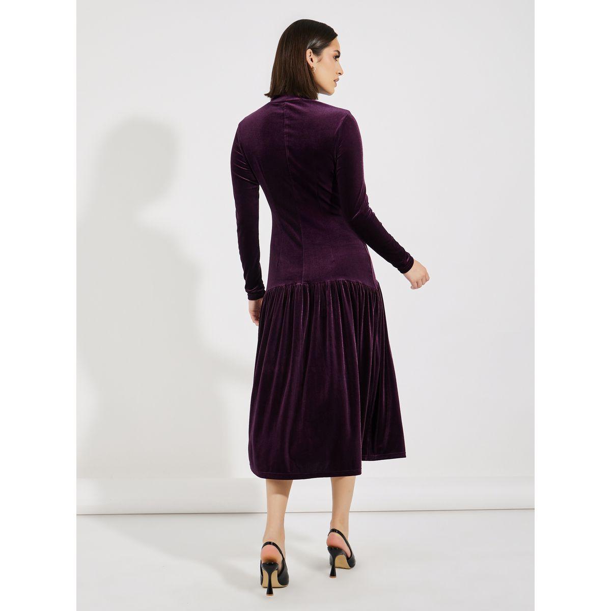 فستان ميدي مخمل بخصر منخفض-women-clothing-dresses-image-6