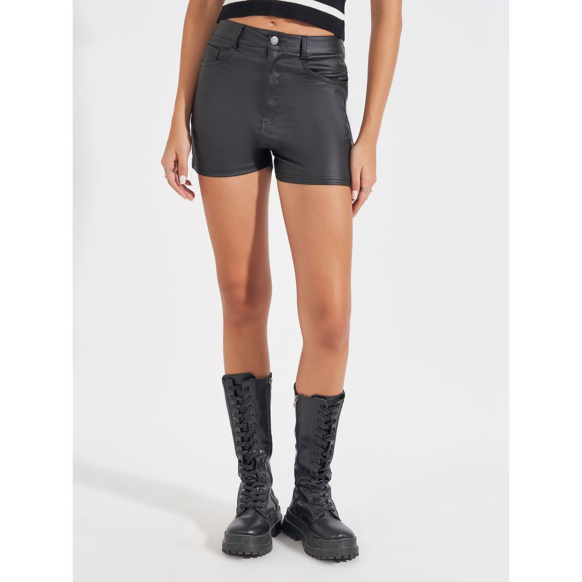 شورت بمظهر الجلد مع فتحات حزام خصر-women-clothing-bottoms-shorts-image-3