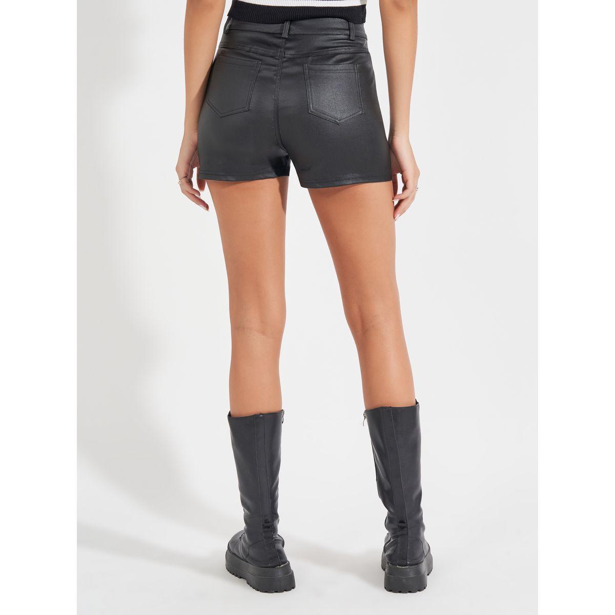 شورت بمظهر الجلد مع فتحات حزام خصر-women-clothing-bottoms-shorts-image-1