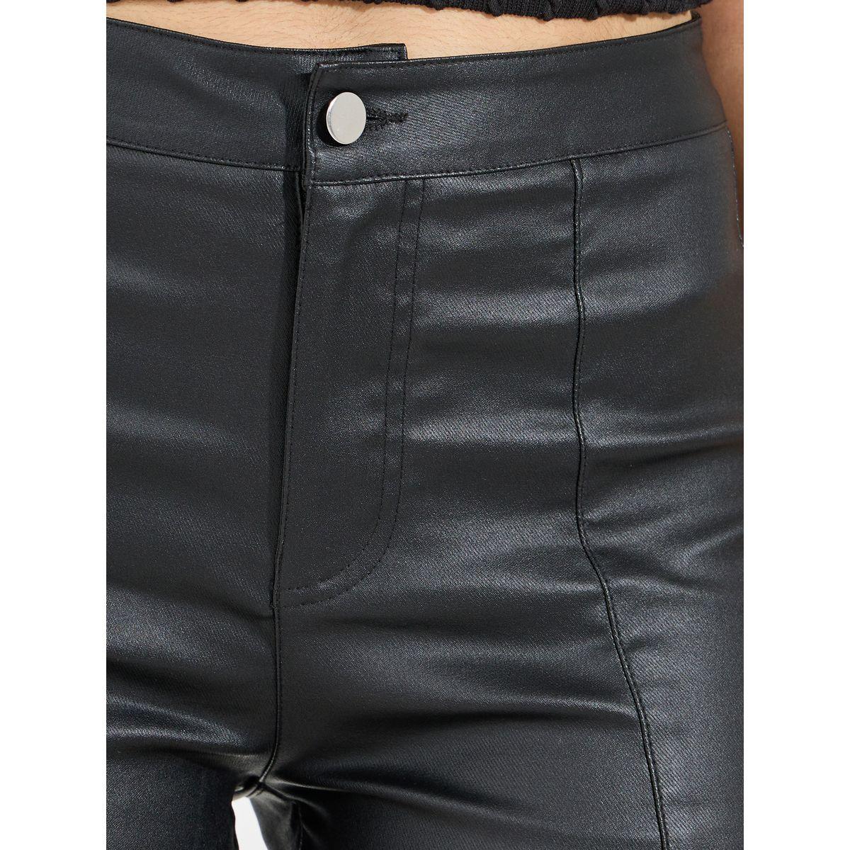 Styli Solid Leather Look Skinny Fit Shorts-women-clothing-bottoms-shorts-image-3
