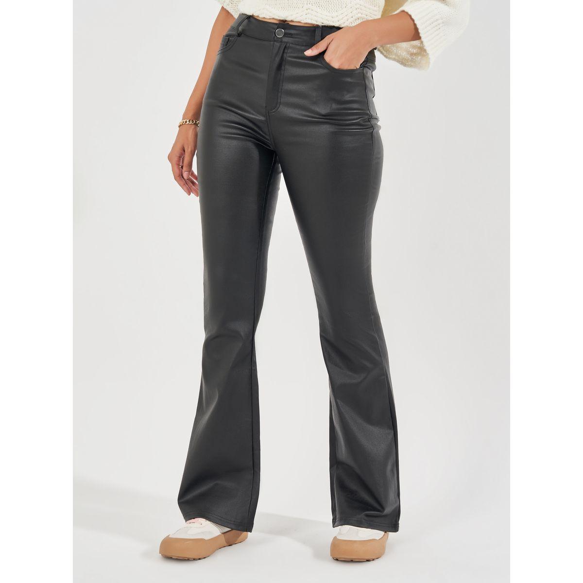 Styli High Rise Leather Look Flared Pants-women-clothing-bottoms-trousers-image-2