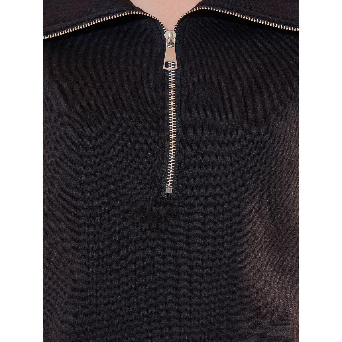 Styli Solid Half-Zip Detail Dropped Shoulder Sweatshirt-women-winterwear-hoodiesandsweatshirts-sweatshirts-image-3