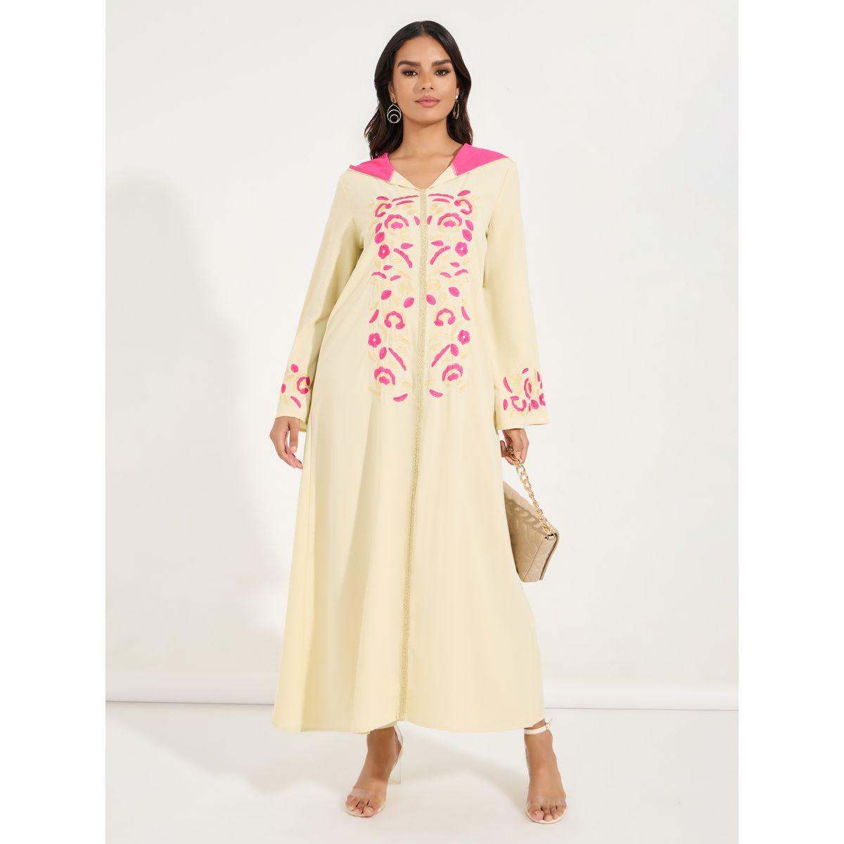 قفطان بتفاصيل مُطرّزة وياقة هودي مع أكمام طويلة-women-arabicclothing-kaftan-image-4