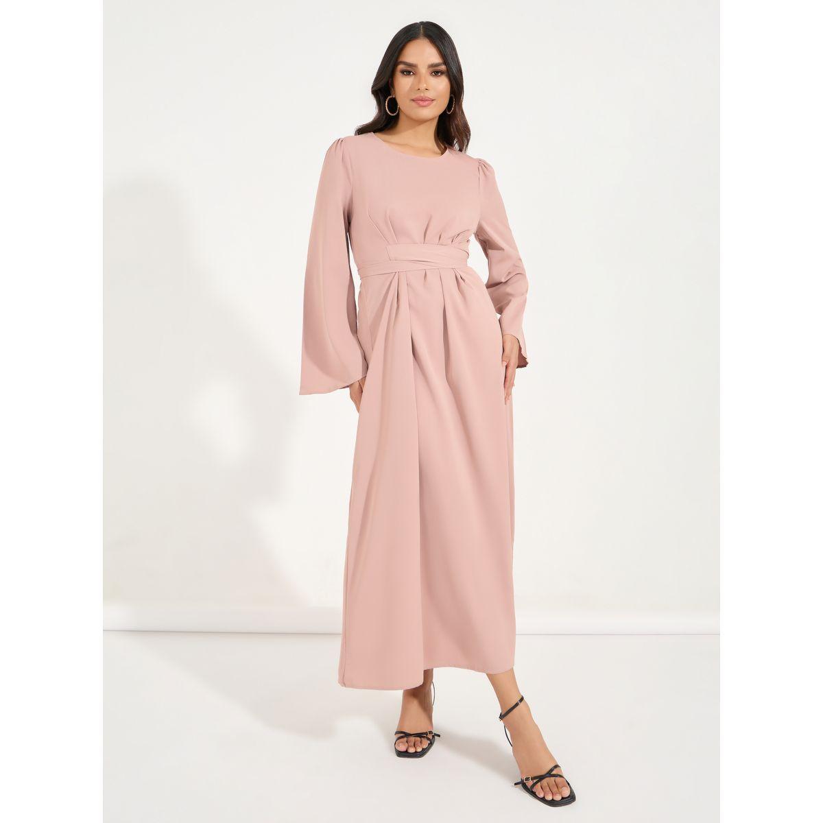 Styli Cotton Mix Wrap Around Belt Jalabiya-women-arabicclothing-jalabiyas-image-4
