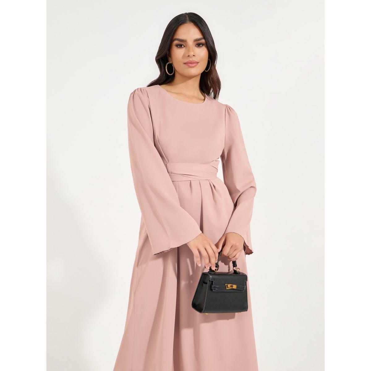 Styli Cotton Mix Wrap Around Belt Jalabiya-women-arabicclothing-jalabiyas-image-5