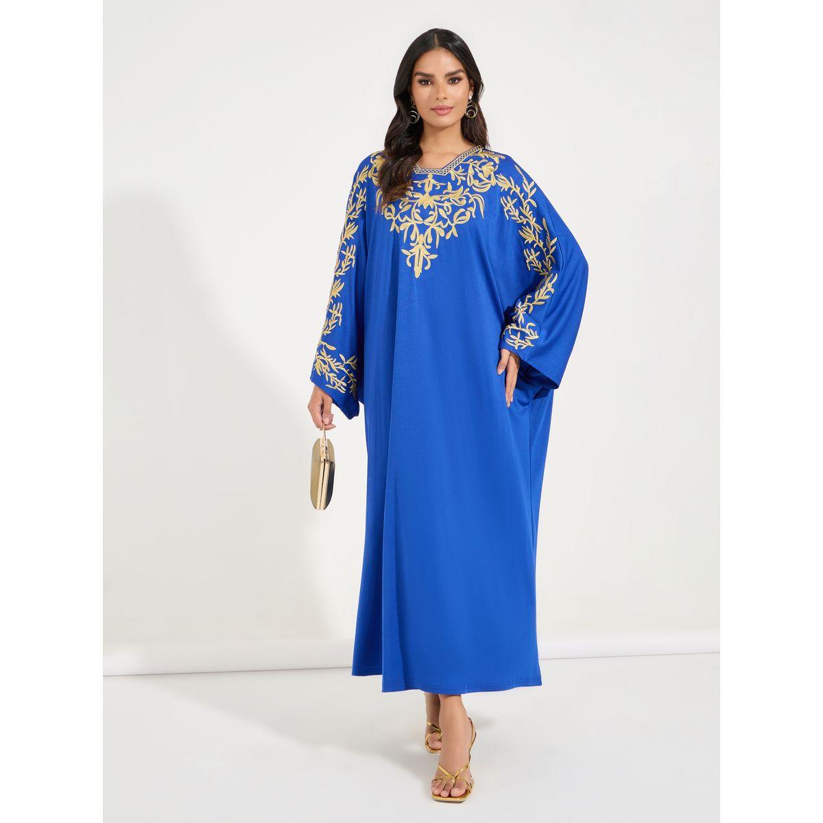 Styli Embroidered Kimono Sleeves Maxi Kaftan-women-arabicclothing-kaftan-image-1