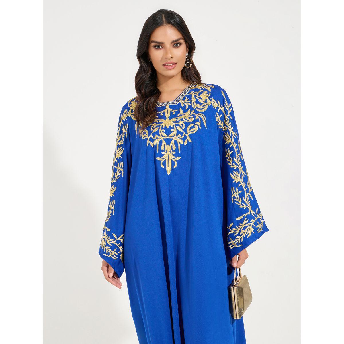 Styli Embroidered Kimono Sleeves Maxi Kaftan-women-arabicclothing-kaftan-image-2