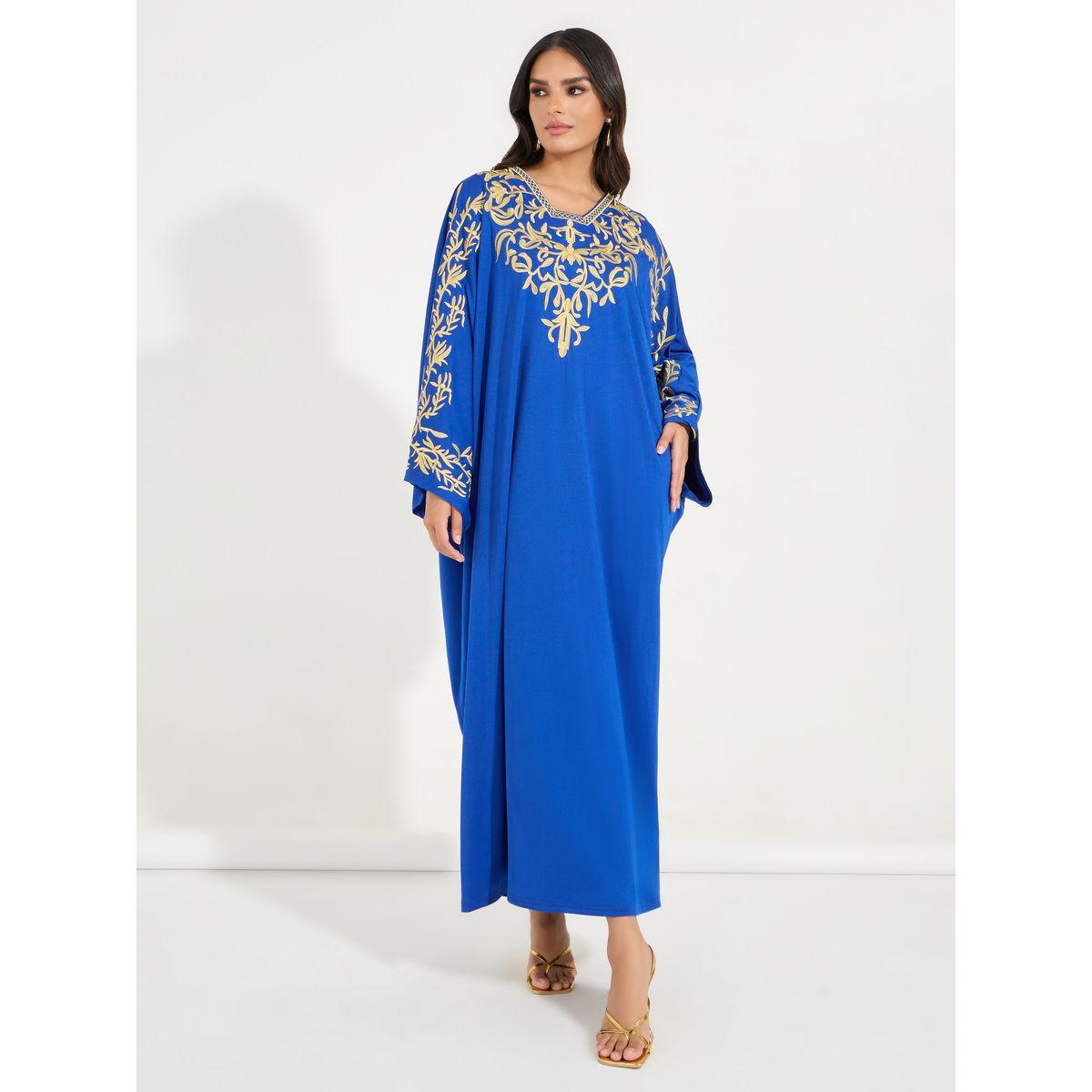 Styli Embroidered Kimono Sleeves Maxi Kaftan-women-arabicclothing-kaftan-image-4