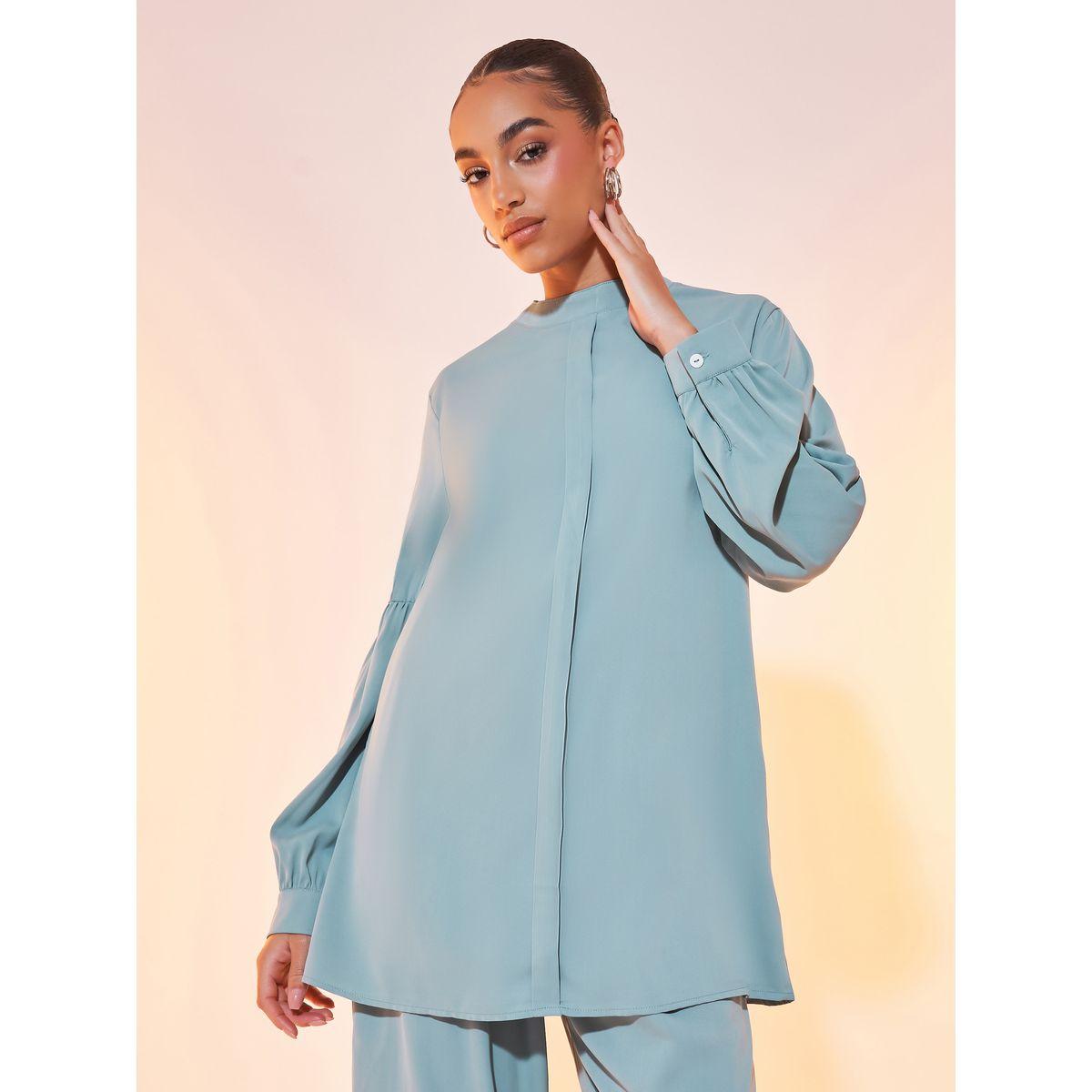Styli Round Neck Solid Blouse & Pant Co-Ord-women-clothing-coordsets-image-2