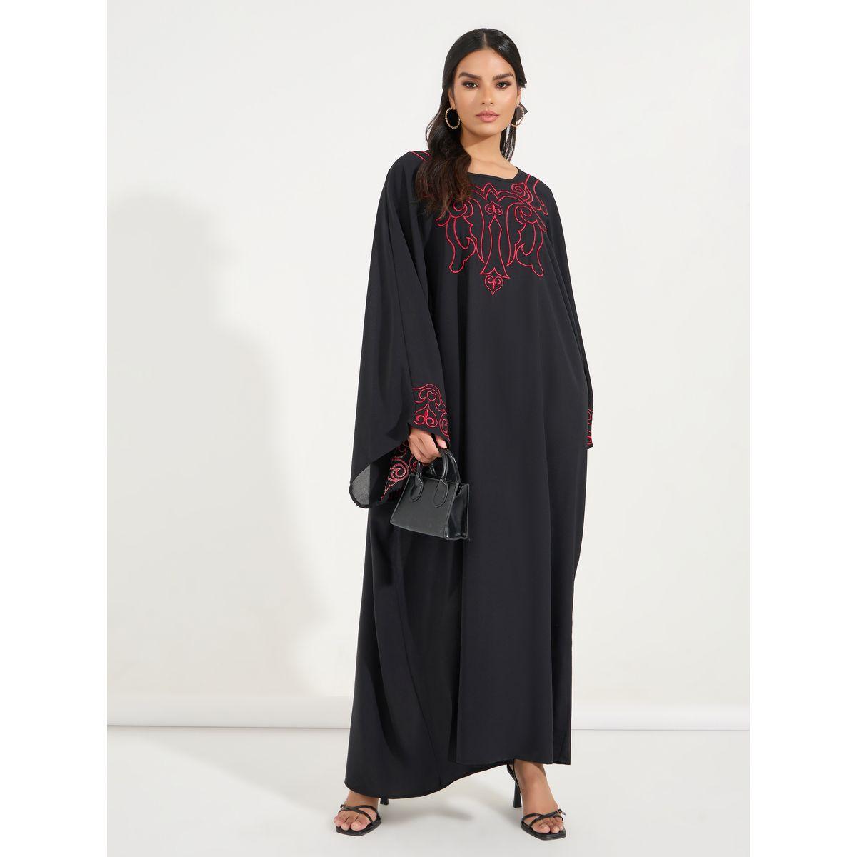 قفطان بتفاصيل مُطرّزة وأكمام واسعة-women-arabicclothing-kaftan-image-4