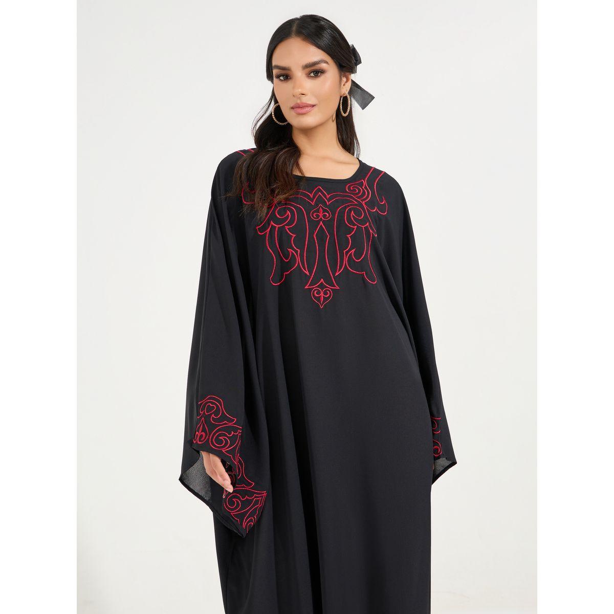 Styli Embroidered Panel Flared Sleeves Kaftan-women-arabicclothing-kaftan-image-5